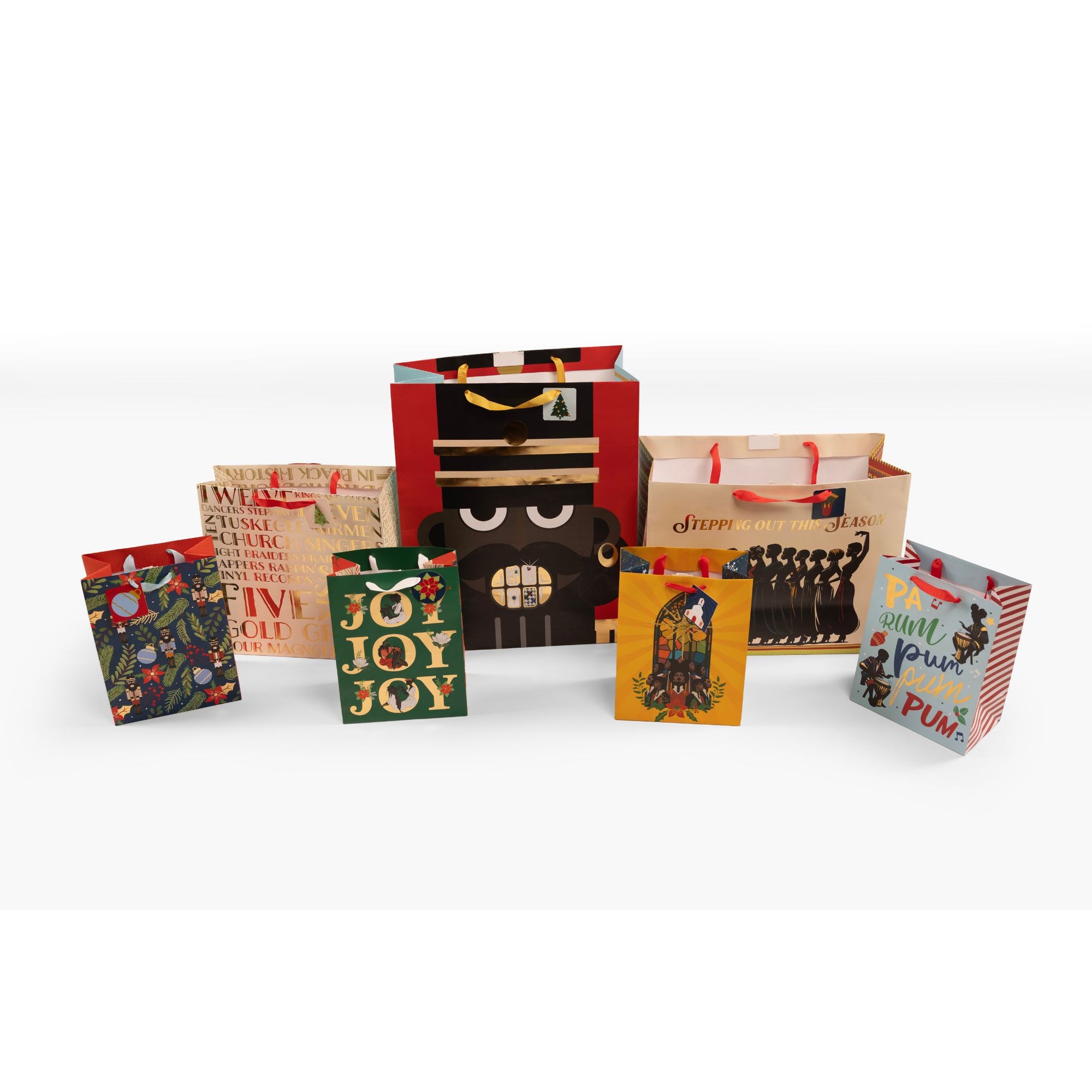 Black Paper Party Nile Noel 7 Pc Holiday Gift Bag Set – Mixed Sizes