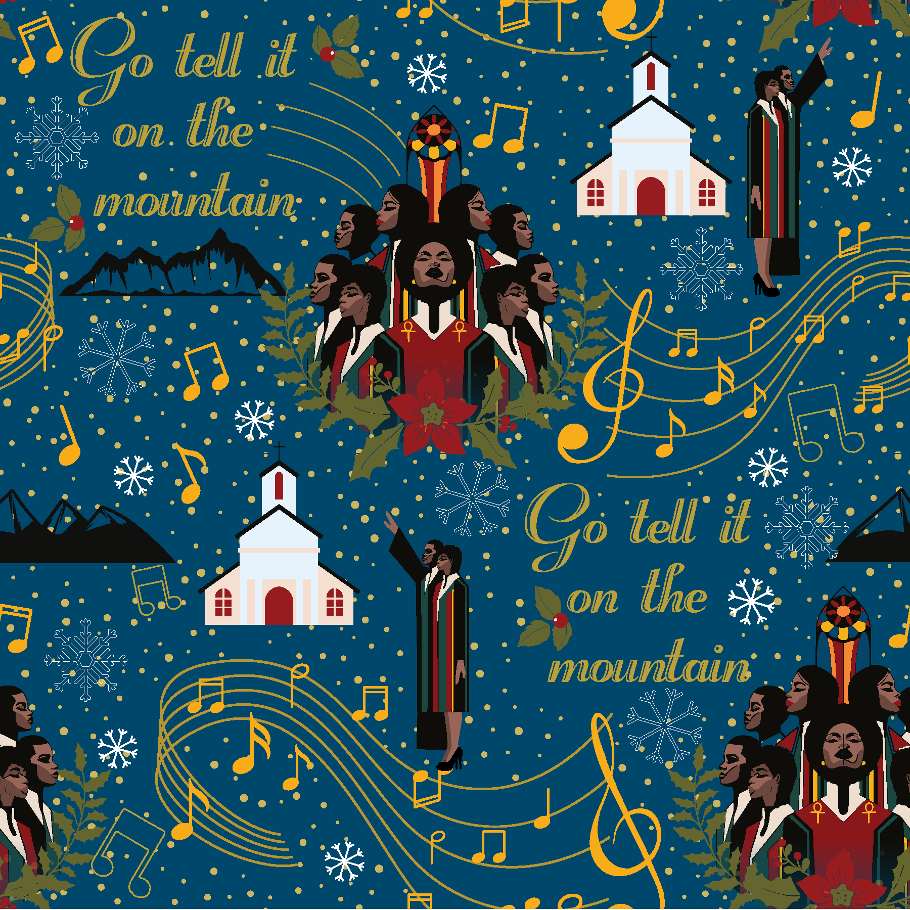 Black Paper Party Nile Noel Gift Wrap Multipack – 4 Rolls, 180 sq. ft.
