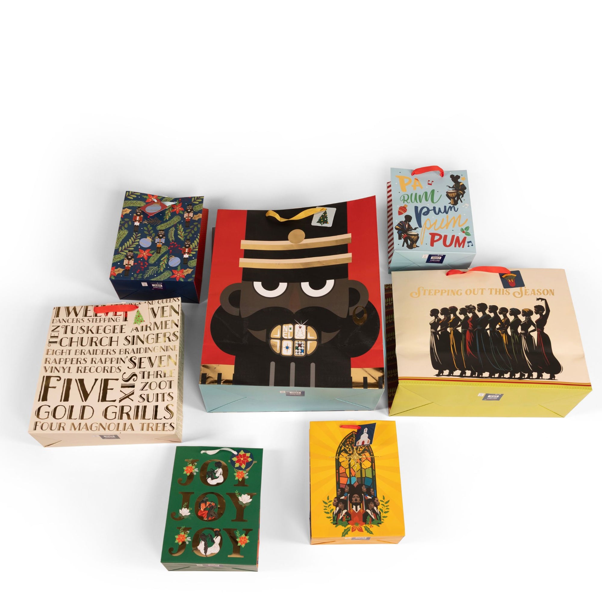 Black Paper Party Nile Noel 7 Pc Holiday Gift Bag Set – Mixed Sizes
