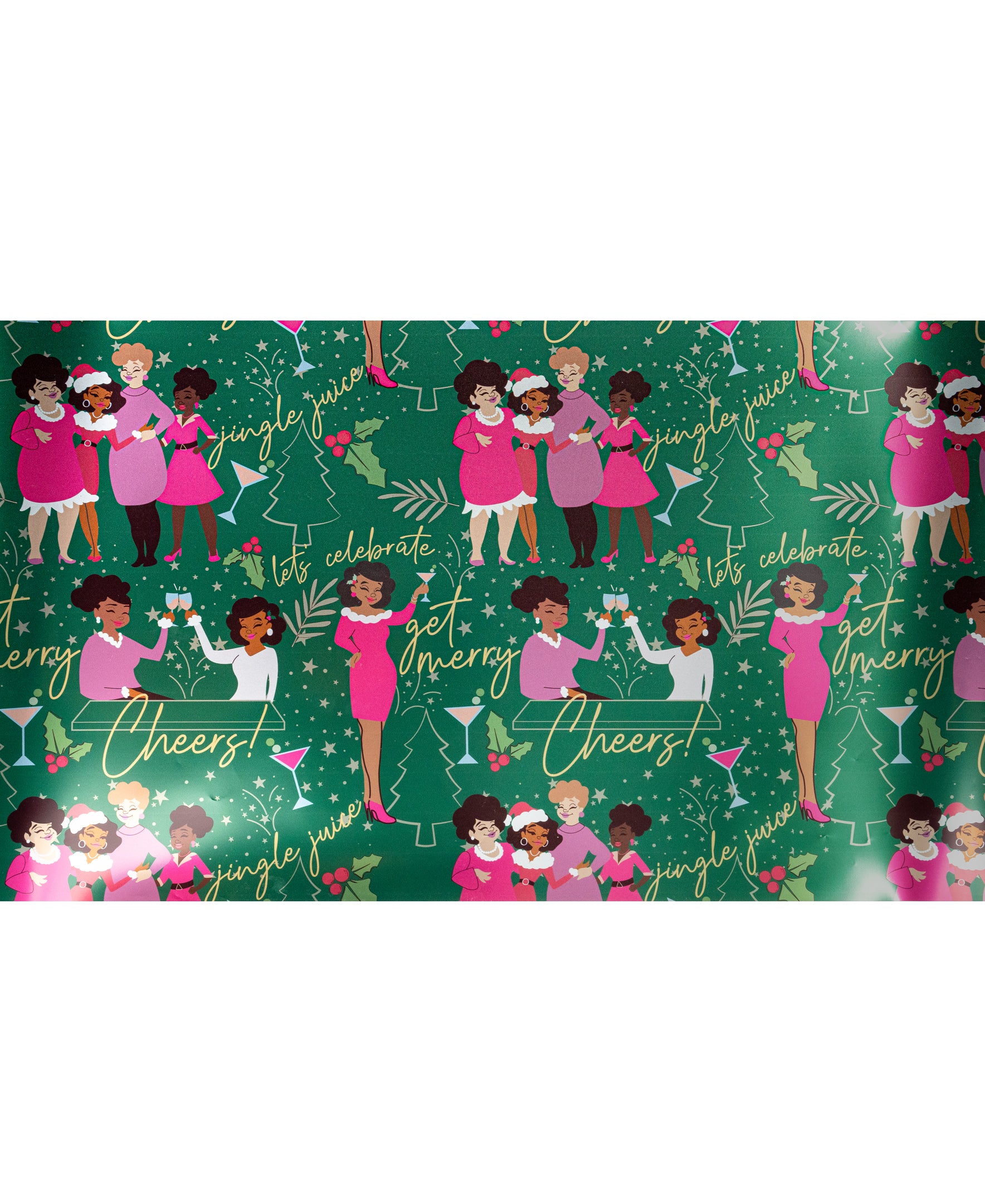 Black Paper Party Rich Auntie Vibes Gift Wrap Multipack – 4 Rolls, 180 sq. ft.