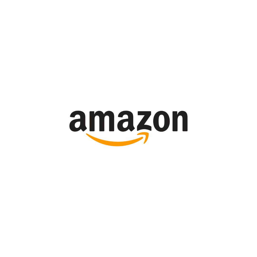 The Amazon logo with its iconic black lowercase typography and a yellow arrow forming a smile from 'a' to 'z'.