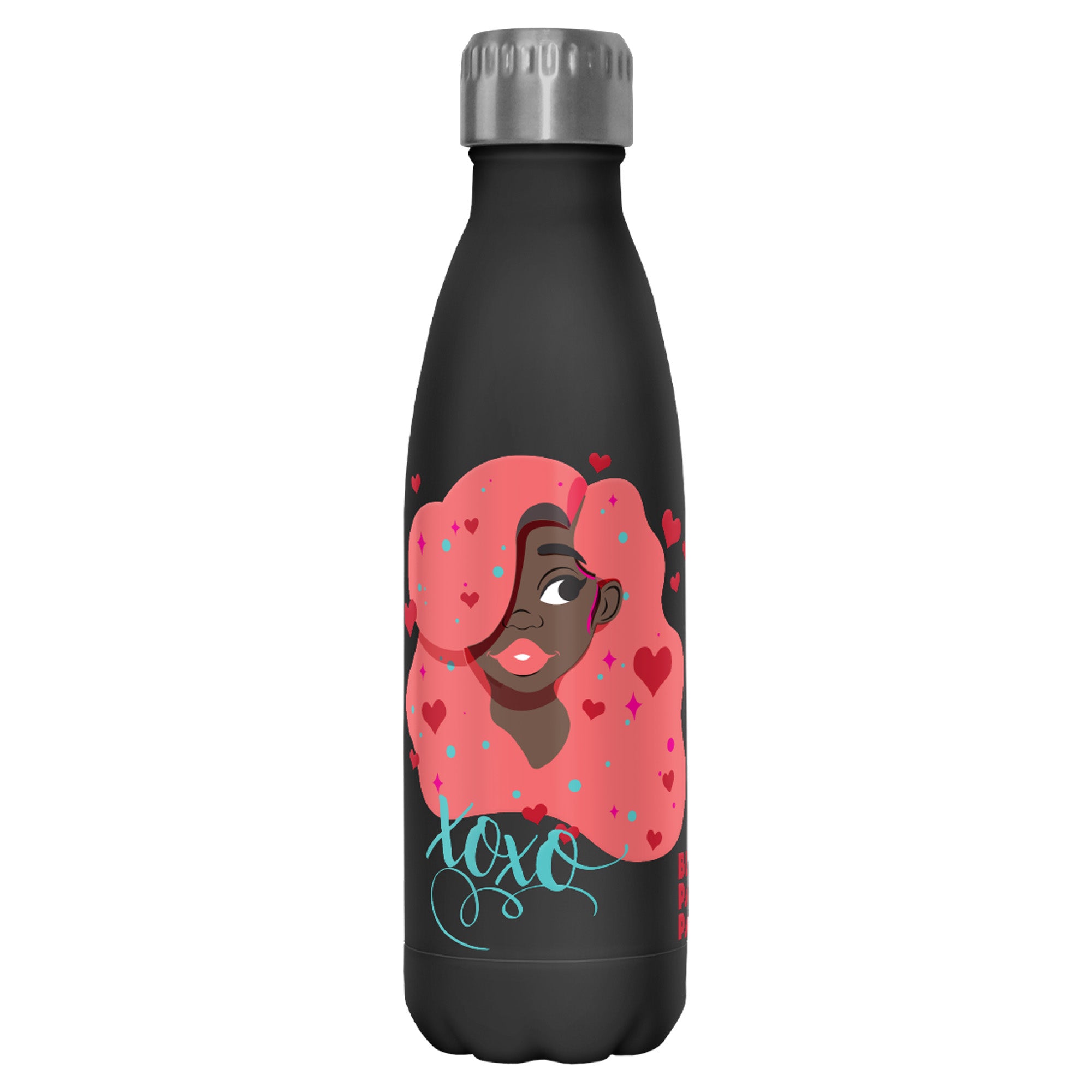 17 oz Stainless Steel Bottle Black Paper Party XOXO