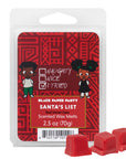 Scented wax melts packaging with red design and characters on a white background