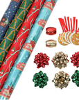 Shark Tank Bundle - 4 Pack Christmas Gift Wrap and Accessories