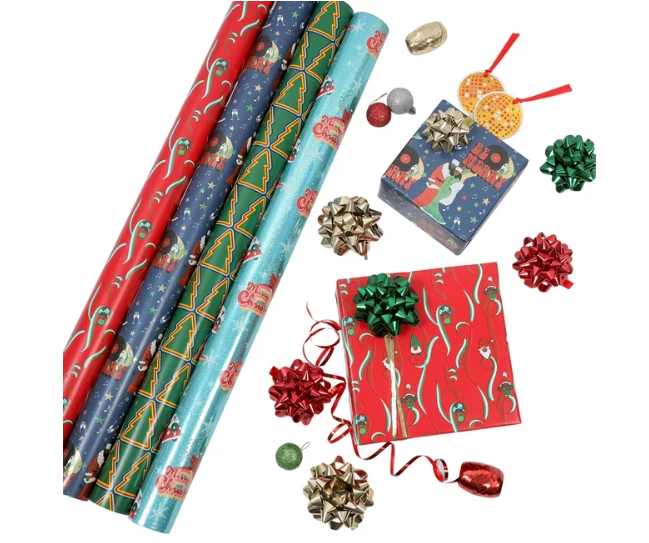 Christmas Holiday Themed Gift Bag and Tissue Paper Set, 10 Pack