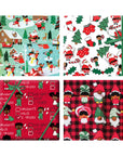 Black Paper Party Traditional Holiday Gift Wrap Multipack – 4 Rolls, 180 sq. ft.