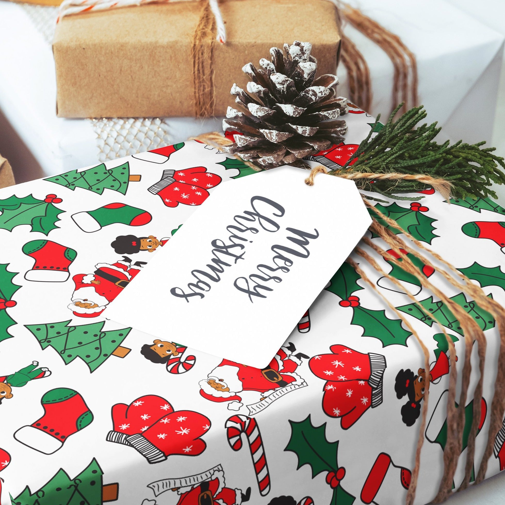 Black Paper Party Traditional Holiday Gift Wrap Multipack – 4 Rolls, 180 sq. ft.