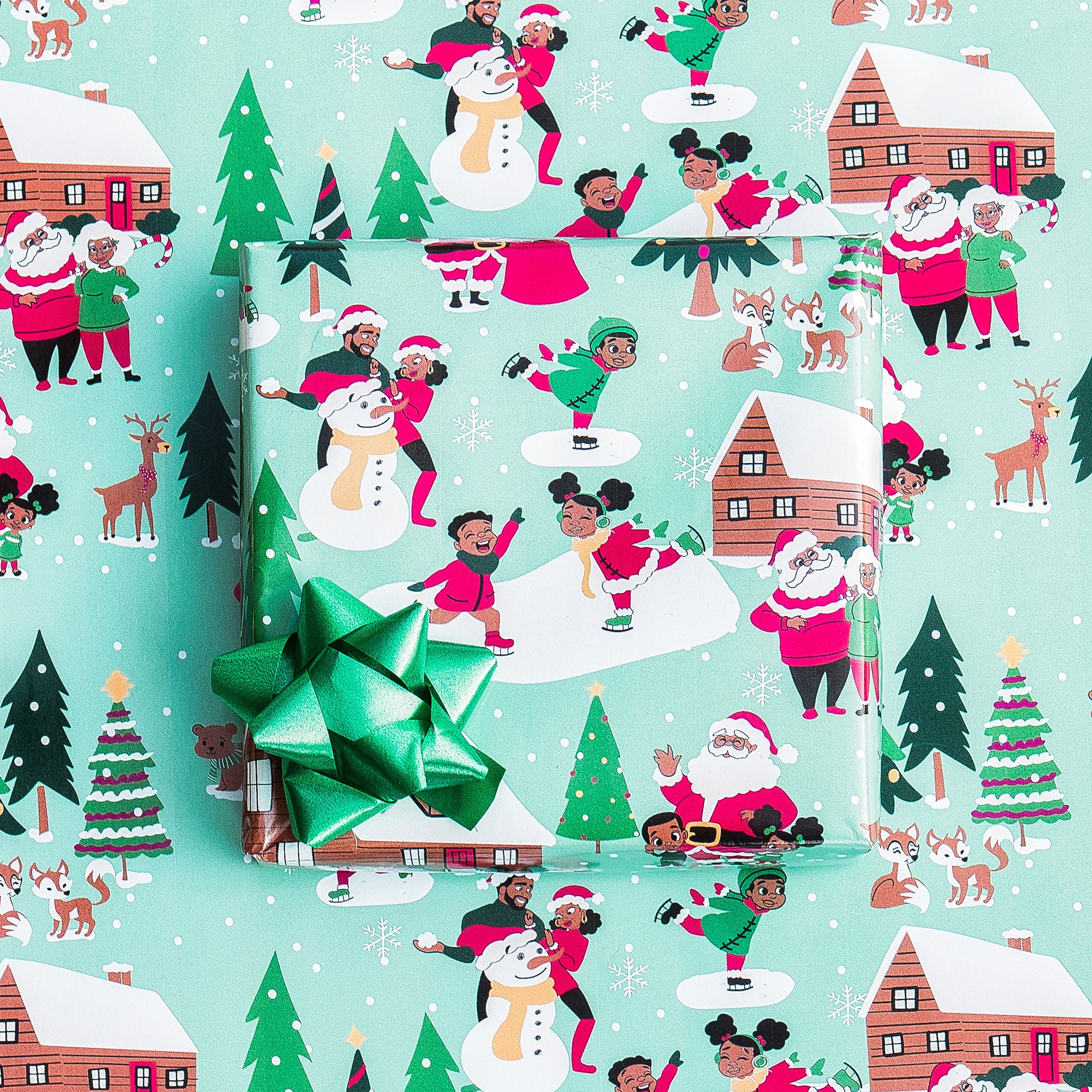 Black Paper Party Traditional Holiday Gift Wrap Multipack – 4 Rolls, 180 sq. ft.