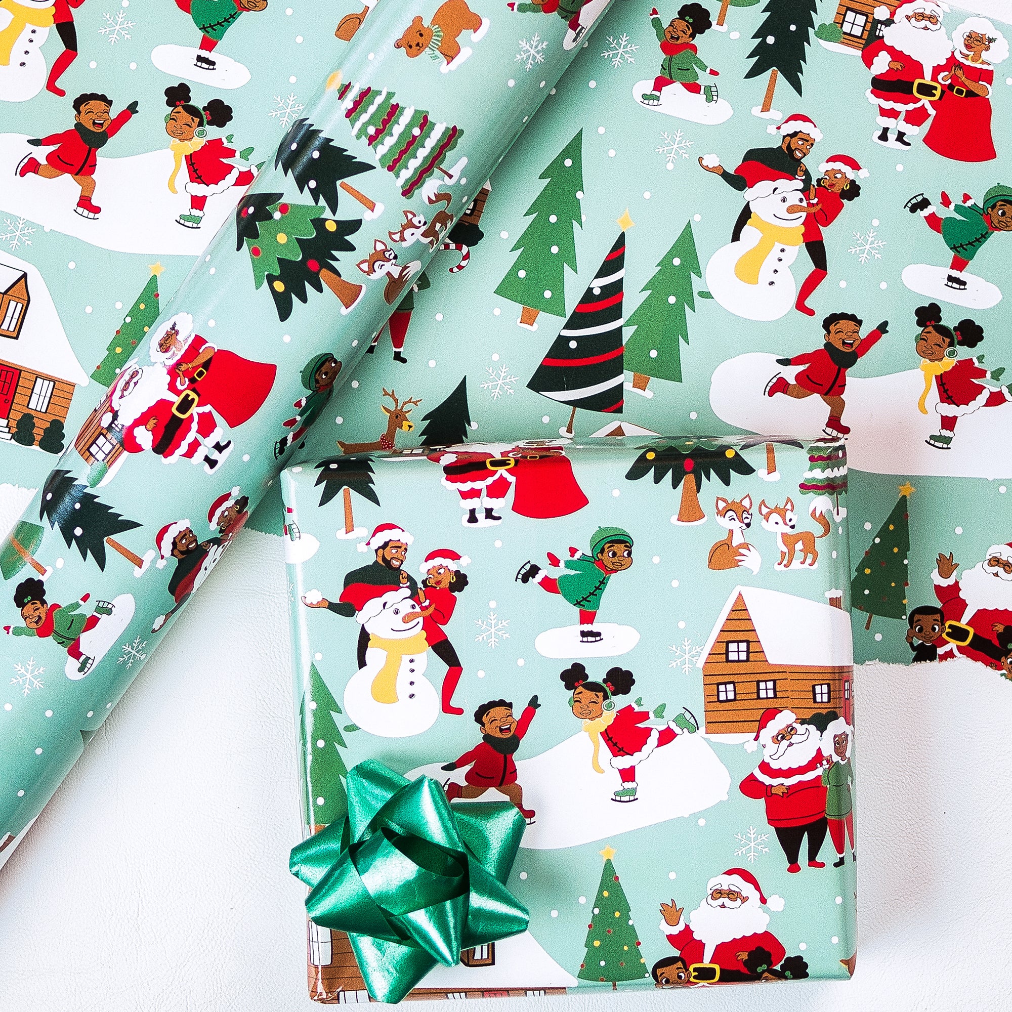 Black Paper Party Traditional Holiday Gift Wrap Multipack – 4 Rolls, 180 sq. ft.