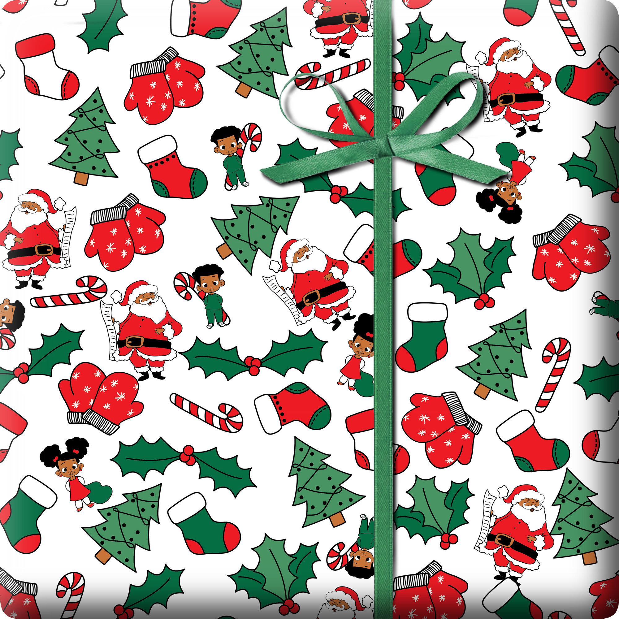 Black Paper Party Traditional Holiday Gift Wrap Multipack – 4 Rolls, 180 sq. ft.