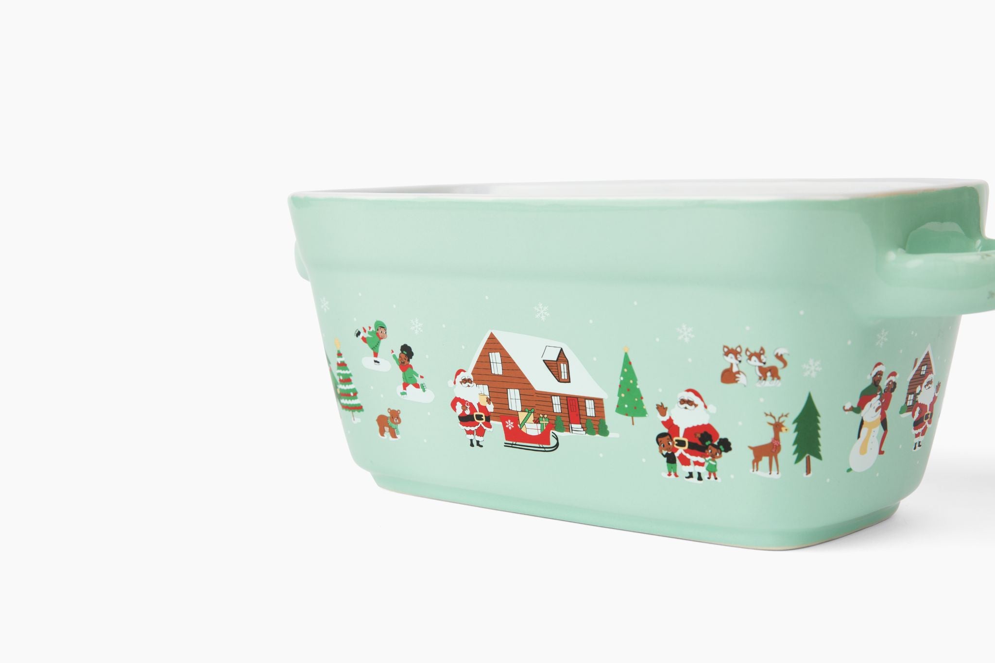 Black Paper Party Holiday Klaus Family Winter Scene Loaf Pan - Green