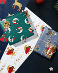 Santa Moon on Green Gift Wrap