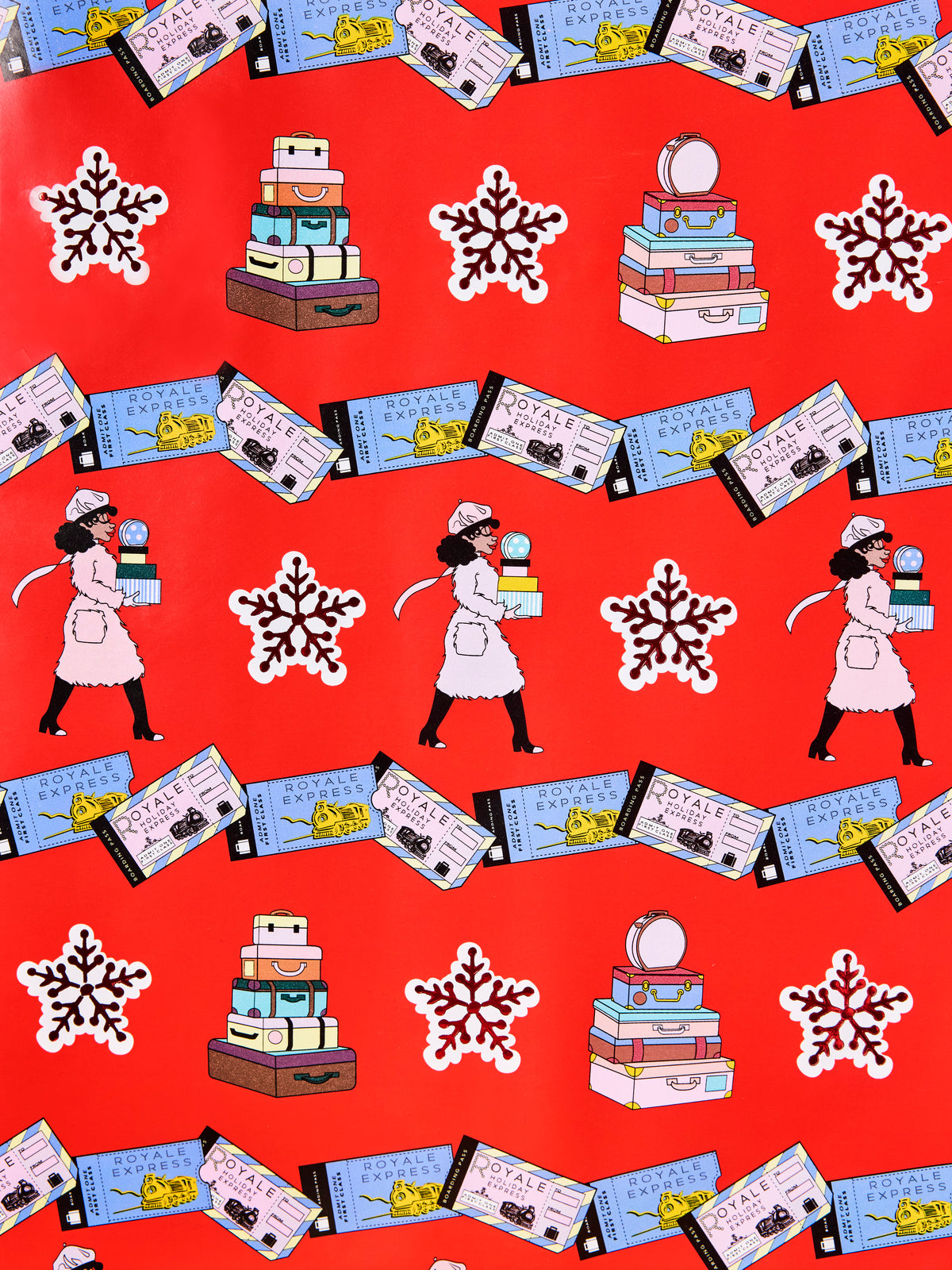 Black Paper Party Sugarplum Ski Lodge gift wrap, holiday lifestyle photo