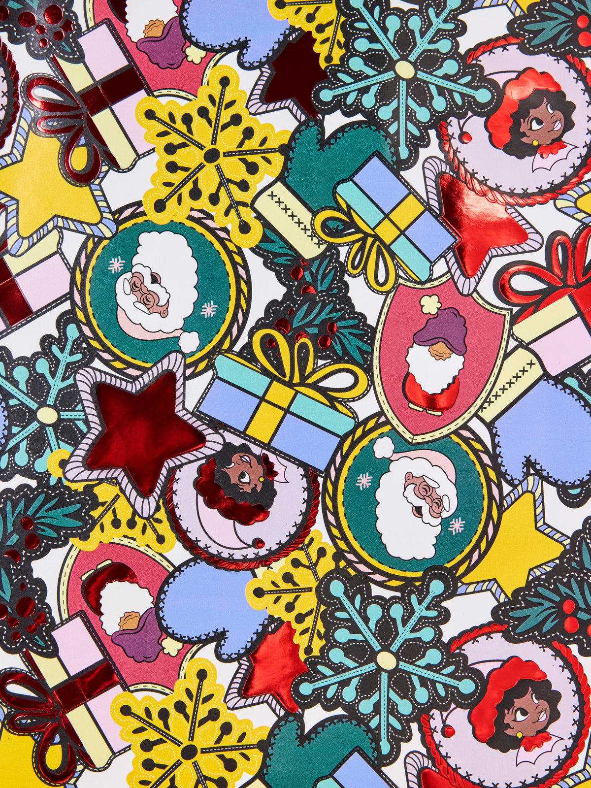 Black Paper Party Sugarplum Ski Lodge gift wrap, holiday lifestyle photo