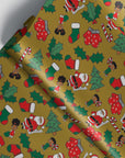 Santa and Kids Gold Foil Gift Wrap