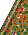 Santa and Kids Gold Foil Gift Wrap