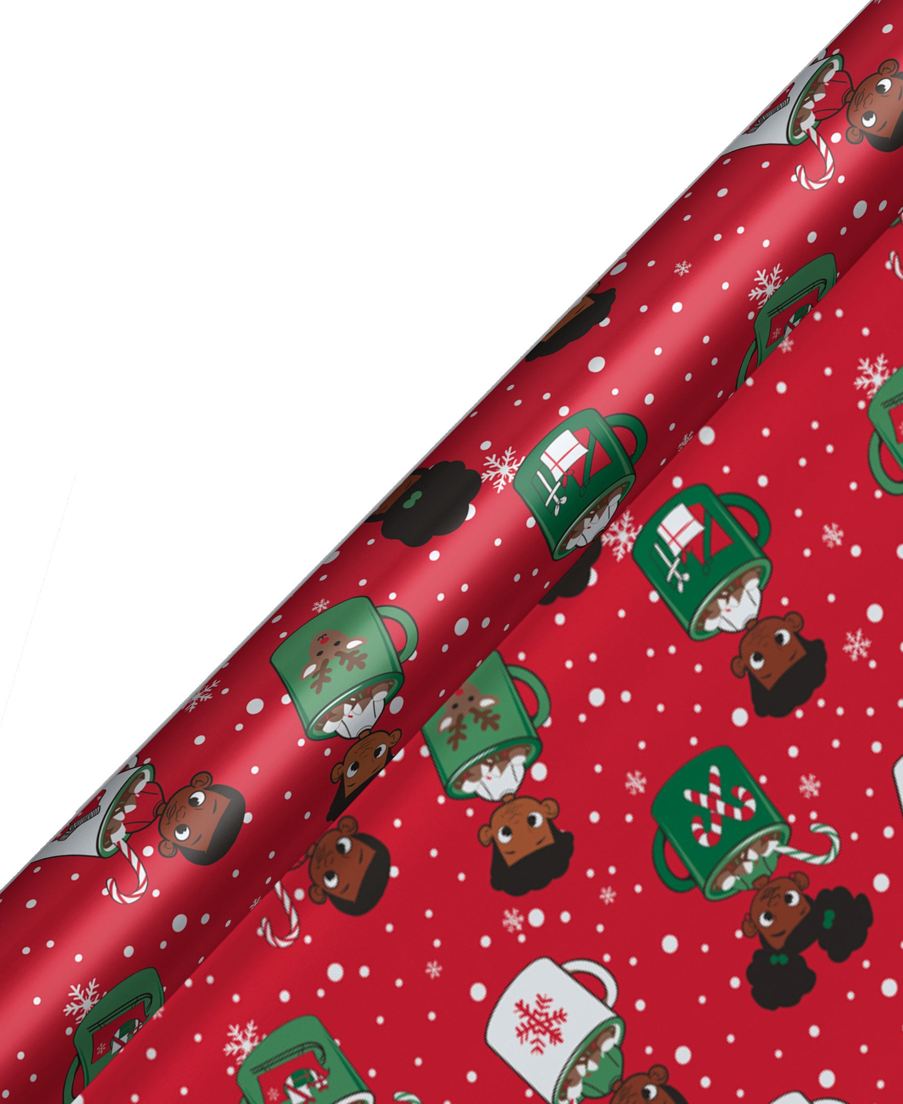 Kids in Mugs Red Foil Gift Wrap