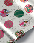 White Holly Ornaments Gift Wrap