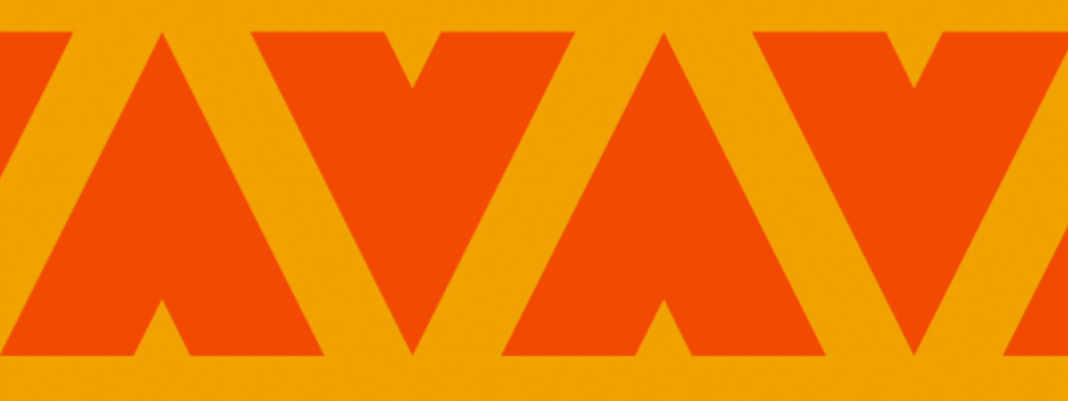 geometric banner with yellow background and repeating orange triangular shapes