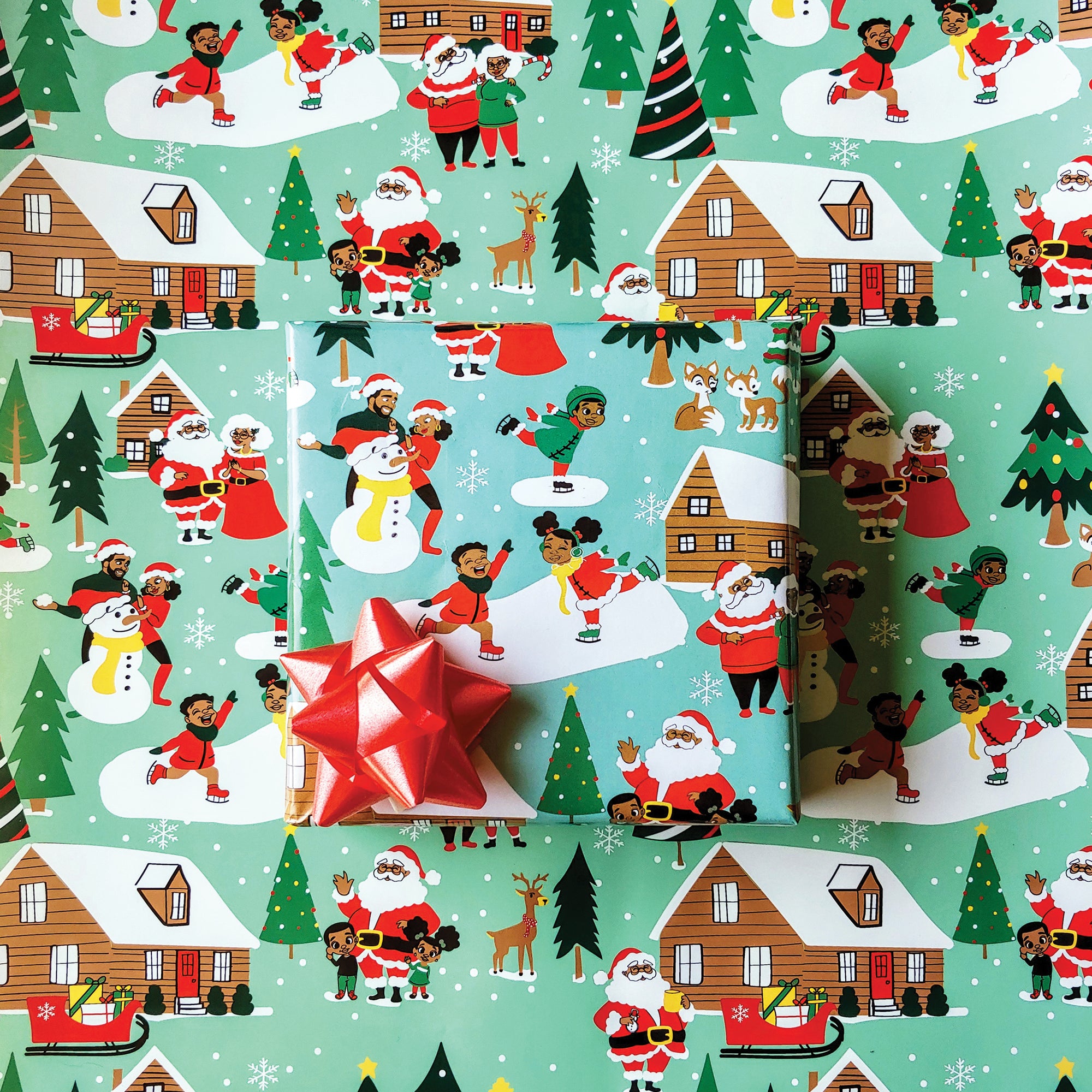 Black Paper Party Traditional Holiday Gift Wrap Multipack – 4 Rolls, 45 sq. ft.