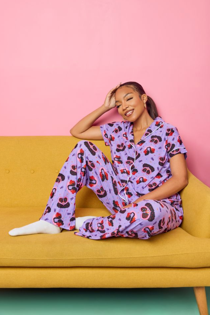 Black Paper Party women's lilac pajama top