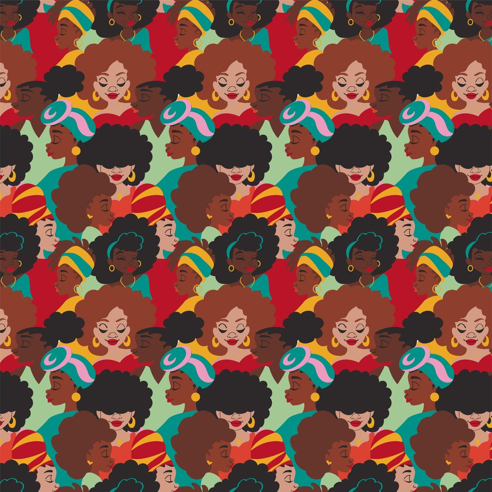 All the Ladies African American gift wrap, flat print