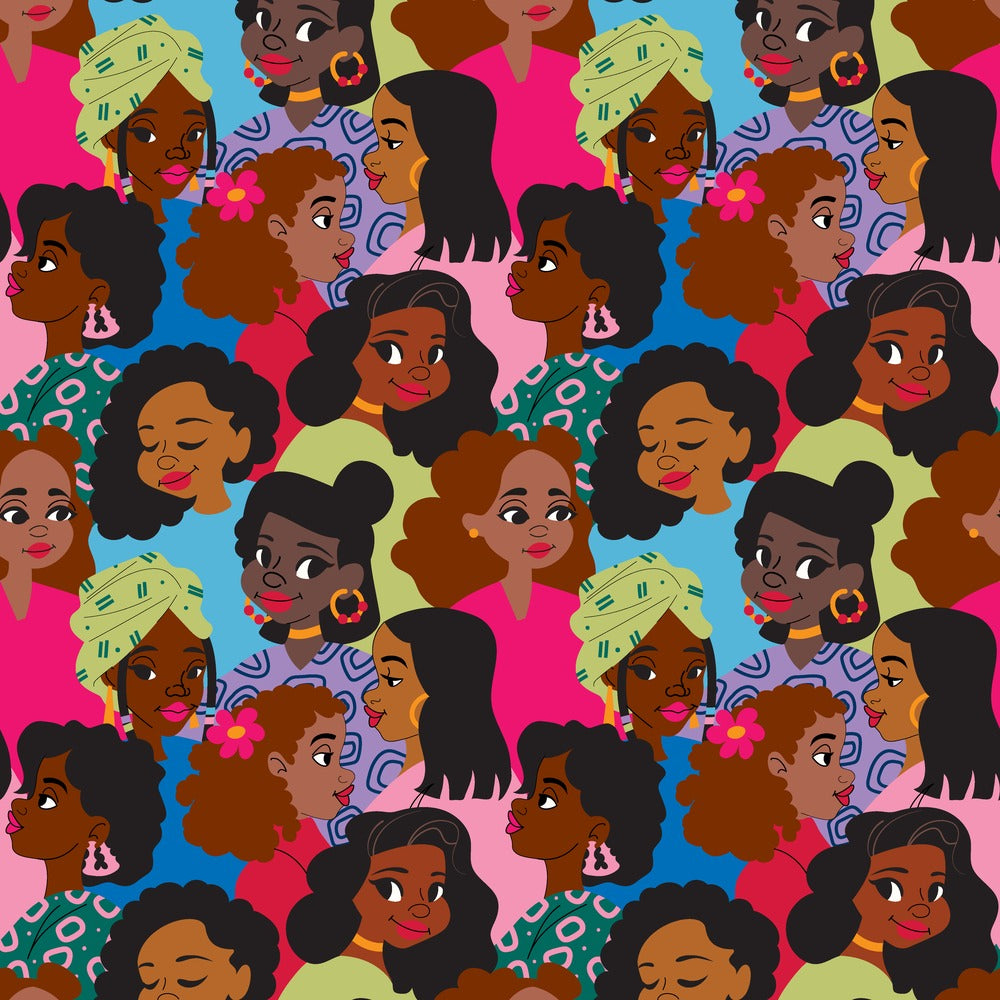 Women Multi African American gift wrap, flat print