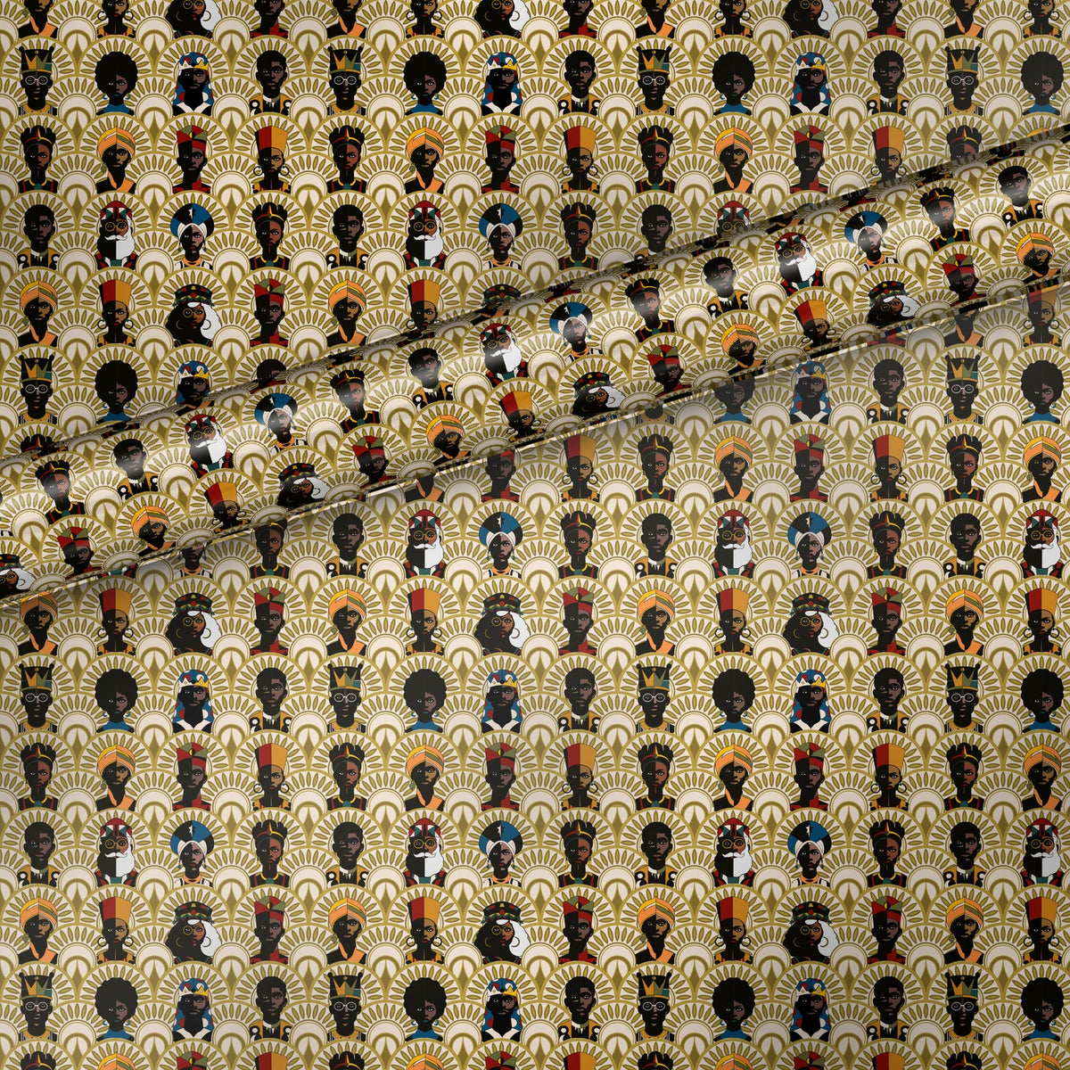 Kings and Queens gift wrap, flat sheet with roll, satin finish