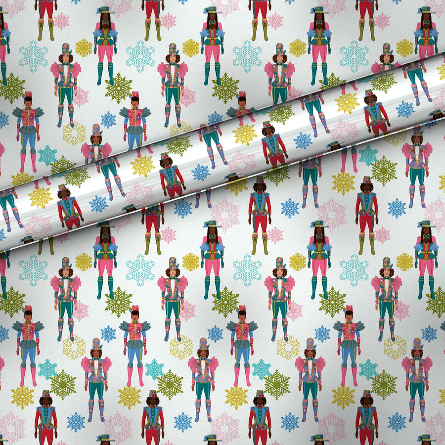 Nutcracker Queens gift wrap, flat sheet with roll, matte finish