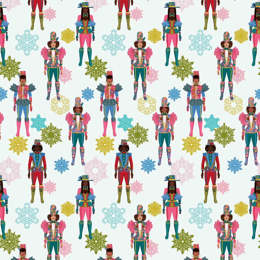 Nutcracker Queens African American Christmas gift wrap, flat print