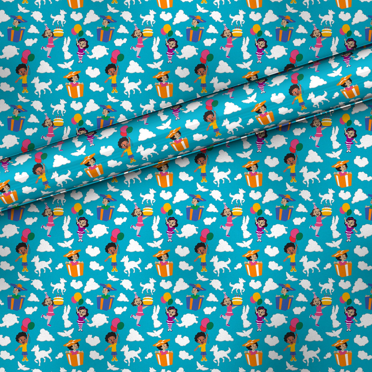 Cloud Celebration gift wrap, flat sheet with roll, matte finish