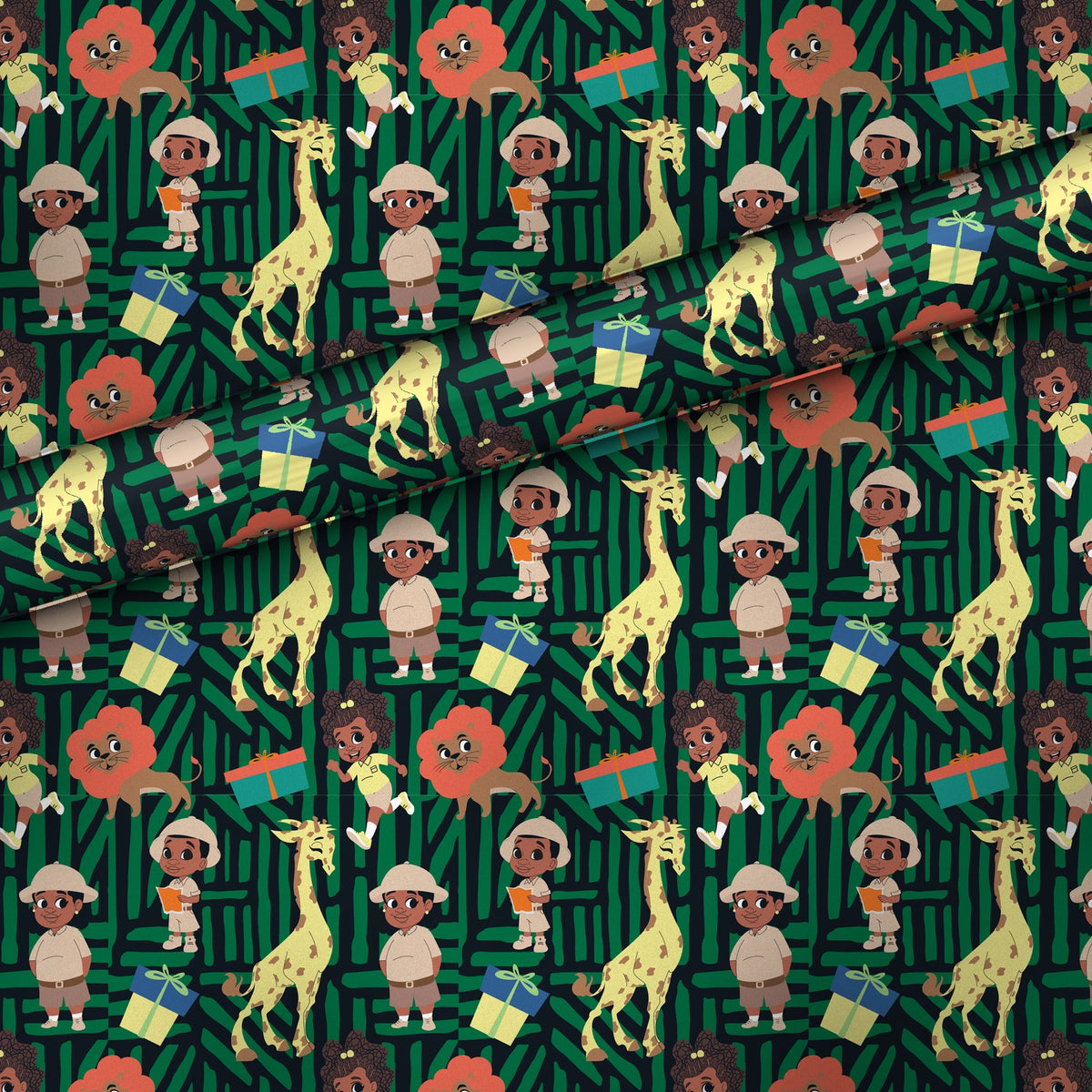Giraffe Safari Party gift wrap, flat sheet with roll, matte finish
