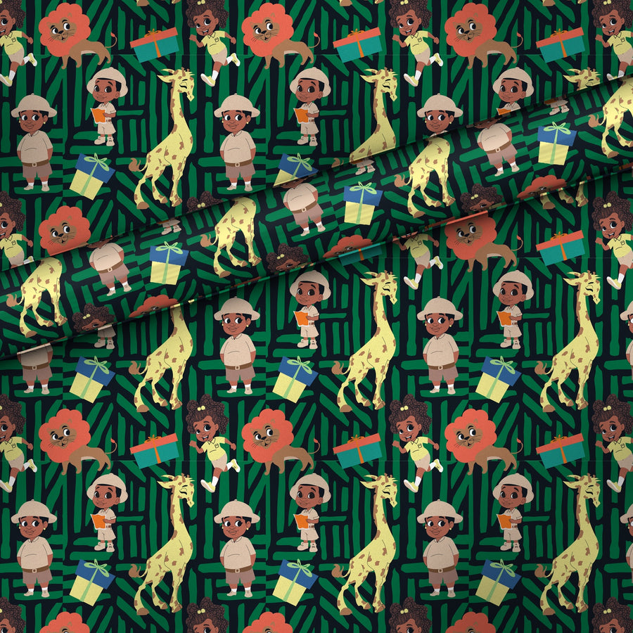 Giraffe Safari Party gift wrap, flat sheet with roll, matte finish