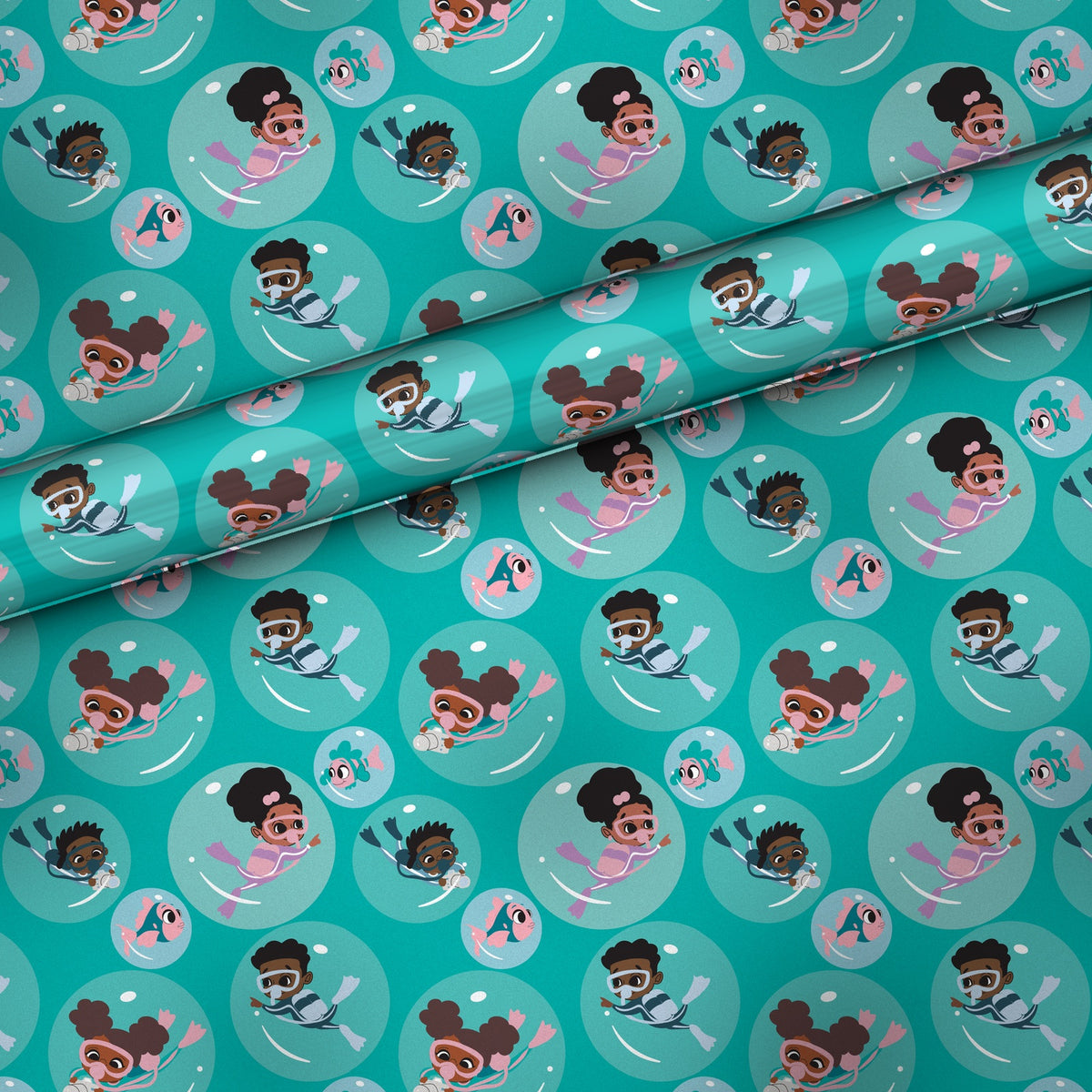 Scuba Explorers gift wrap, flat sheet with roll, matte finish