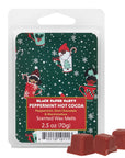 Packaged peppermint hot cocoa scented wax melts with festive design on label