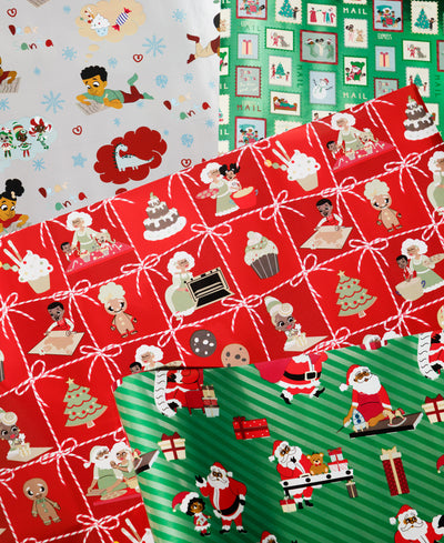 Letters to Santa Foil Gift Wrap Set | 4 Rolls – Black Paper Party