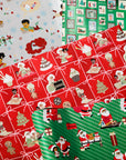 Four coordinating Letters to Santa holiday gift wrap patterns by Black Paper Party.