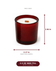 Noire Noel candle dimensions: 2.46 inches tall, 2.17 inches outer diameter and 2.5 ounces of wax per candle.