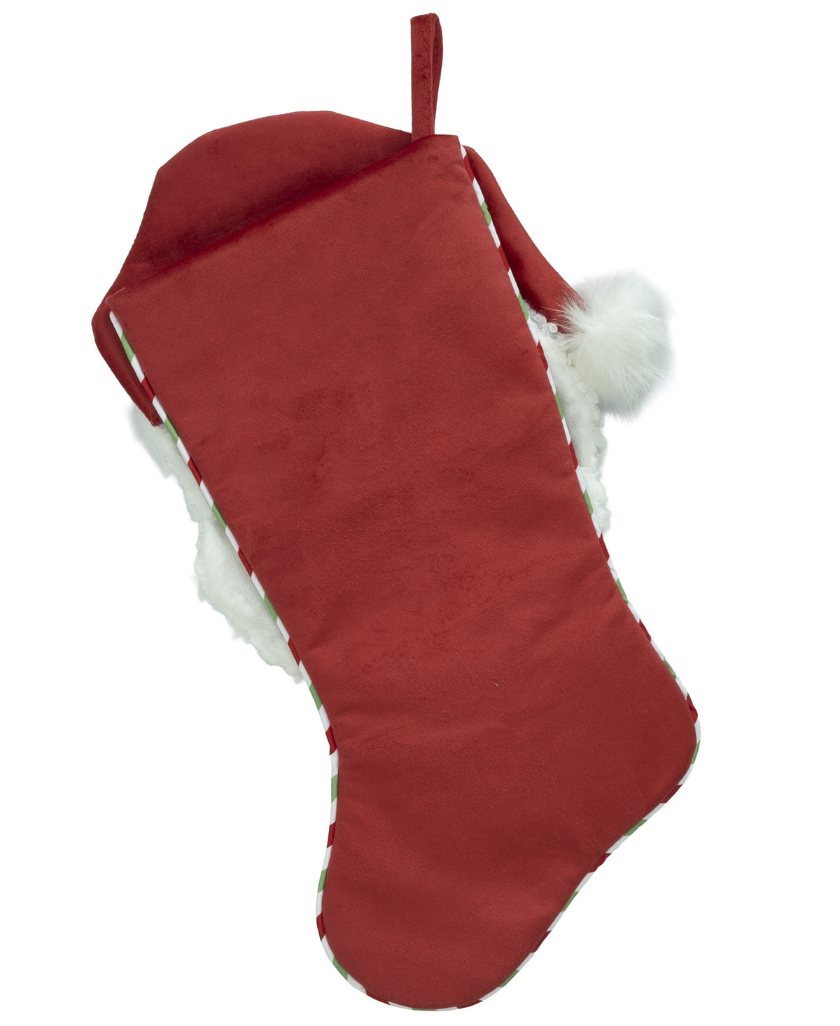 Back of the red Papa Klaus Letters to Santa holiday stocking by Black Paper Party.