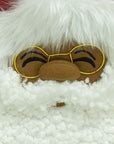 Close-up of Papa Klaus with a white beard and glasses on the Letters to Santa stocking.