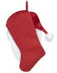 Red fabric back of the Papa Klaus Noire Noel holiday stocking by Black Paper Party.
