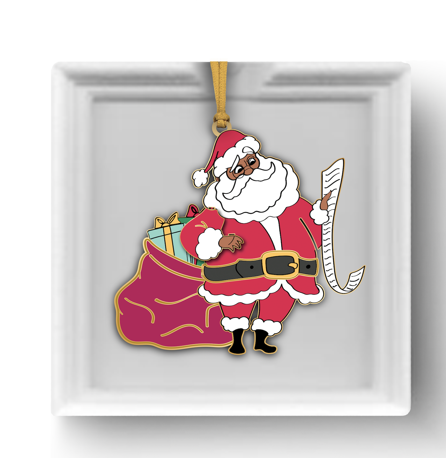 24K Gold Plated Santa List Ornament