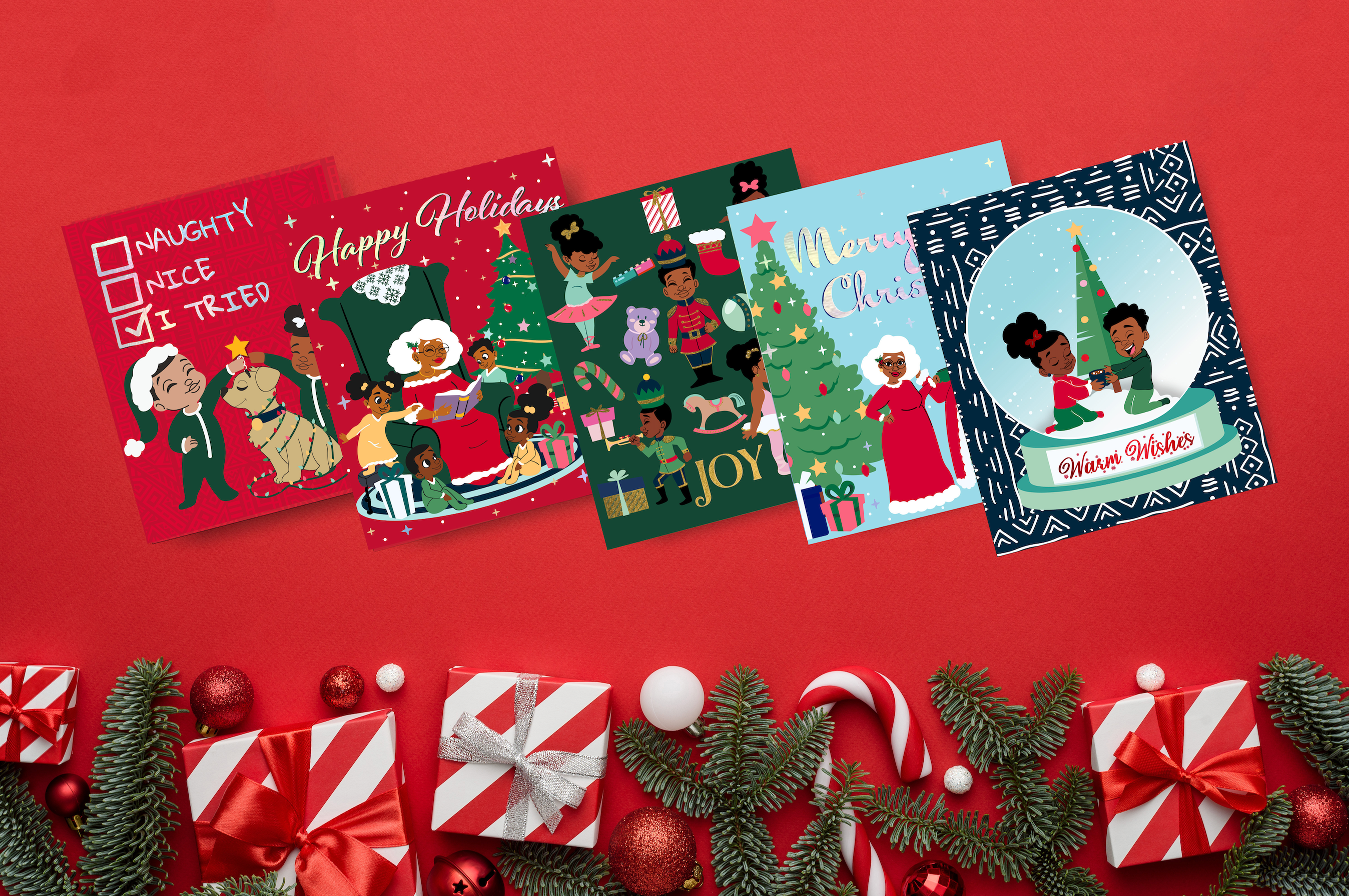5 Pack Holiday Cards Snow Much Fun
